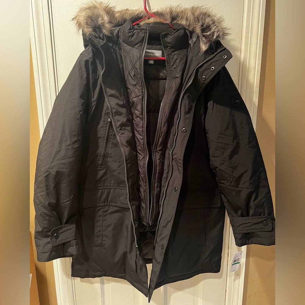 Michael Kors Men's Hooded Snorkel Parka, Black, 883661672560